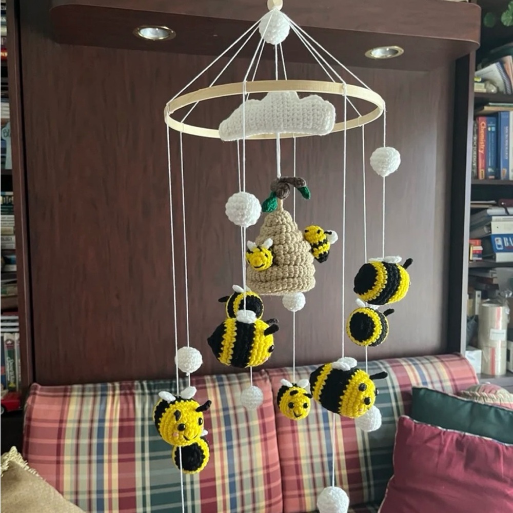 Crochet Handmade Bumblebee Baby Mobile New